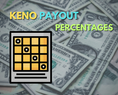 Keno Payout Percentages text with lottery graphic and dollar bill background