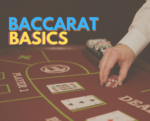 baccaratbasics Baccarat basics text with burgundy casino table