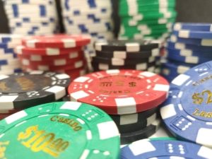 Casino floor with chips.