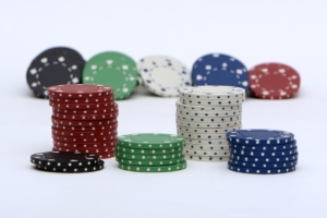 Poker table with players