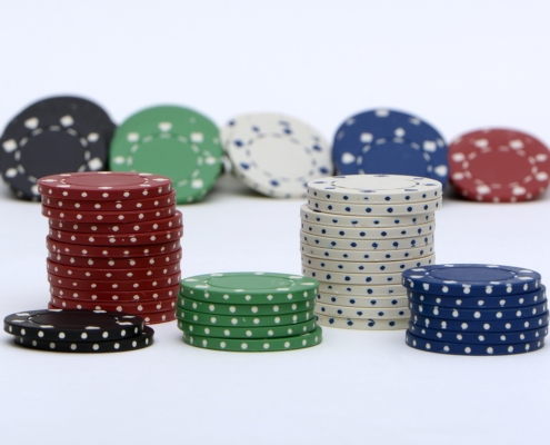 Poker table with players