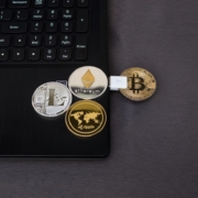 Person holding smartphone with crypto chart