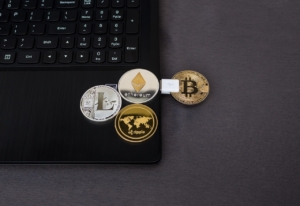Person holding smartphone with crypto chart