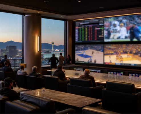 Nevada sports betting handle editorial illustration