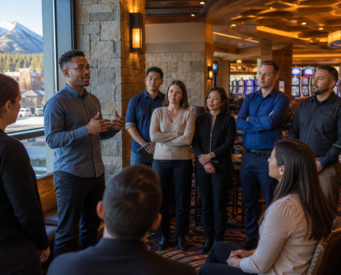 Unbranded Colorado casino workplace team meeting
