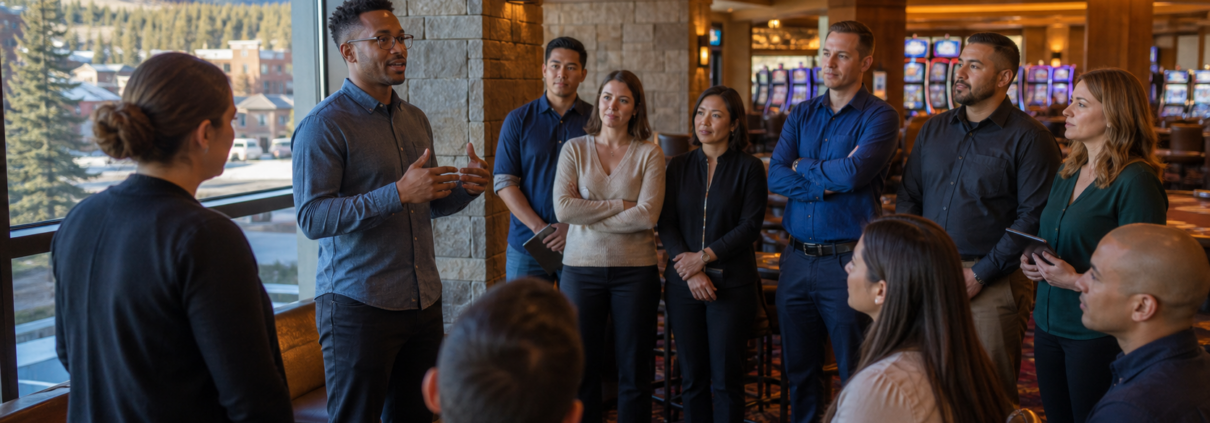 Unbranded Colorado casino workplace team meeting