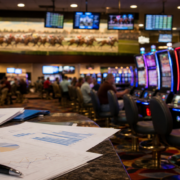 Unbranded Iowa casino floor with a monthly market report
