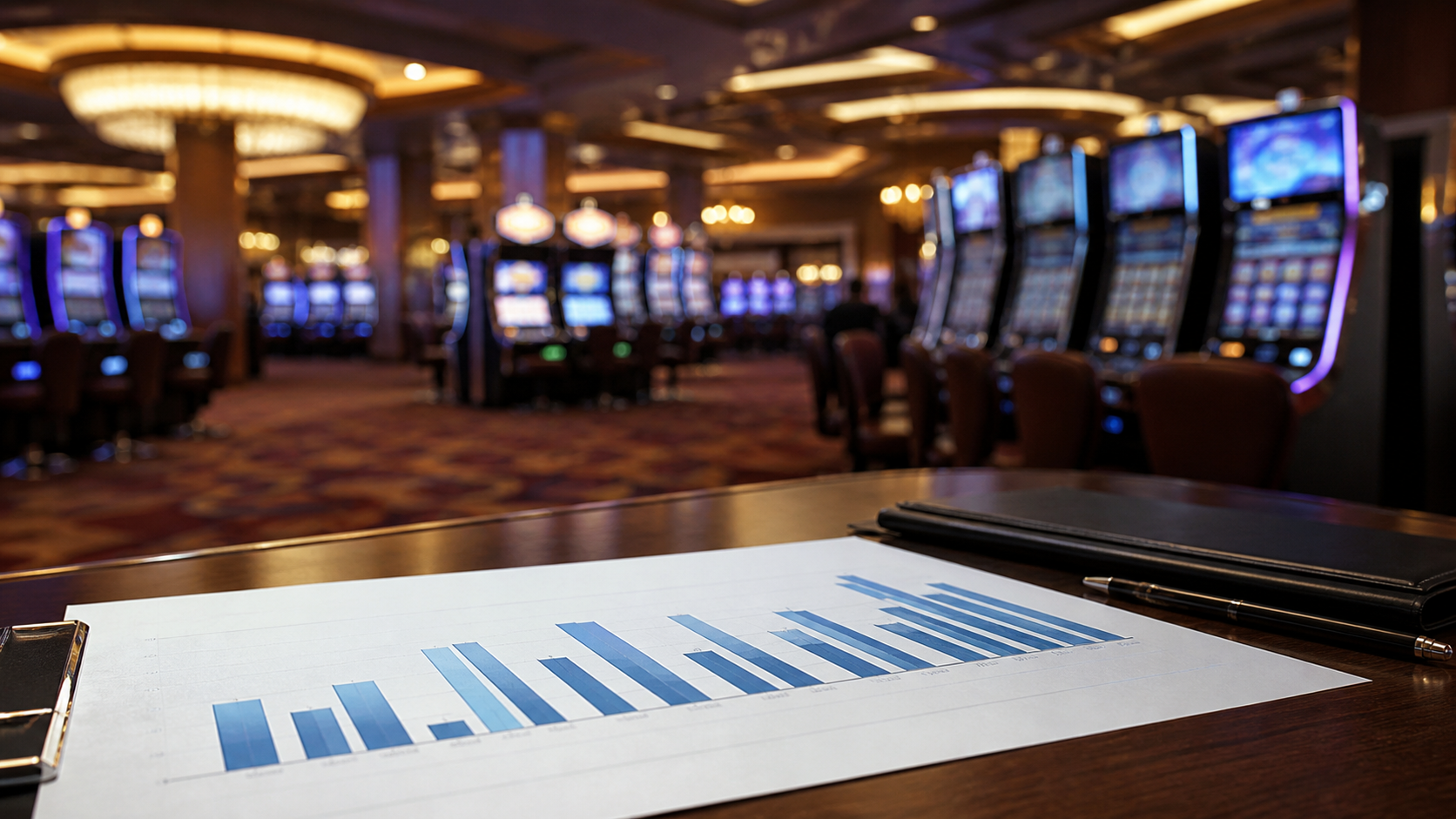 Missouri casino revenue report on an unbranded casino floor