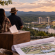 Editorial illustration of North Carolina tribal casino development, a ballot box, and a proposed resort