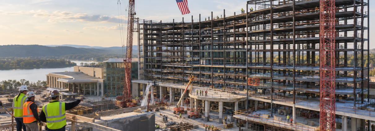 Editorial illustration for Virginia Casino Development: Live! Casino and Hotel Reaches a Topping-Out Milestone