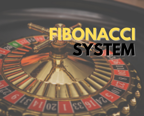 Fibonacci System text with roulette wheel close up