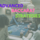 Advanced baccarat strategies text with casino room background