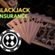 Blackjack insurance text with casino cards