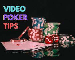 video poker tips text with casino iconography