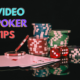 video poker tips text with casino iconography