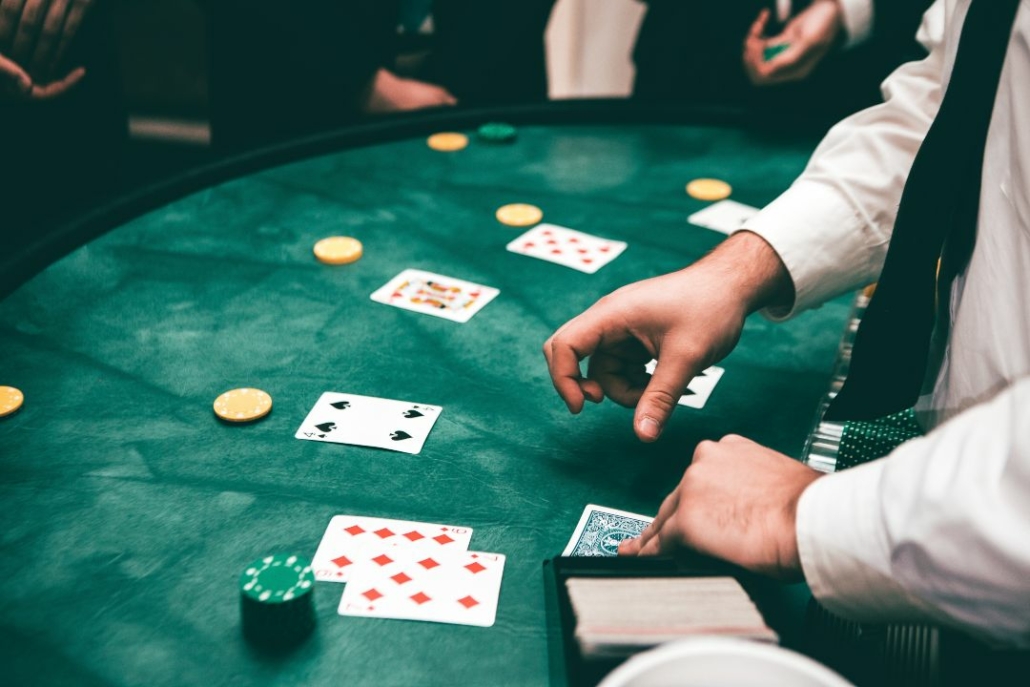 Casino table with dealer